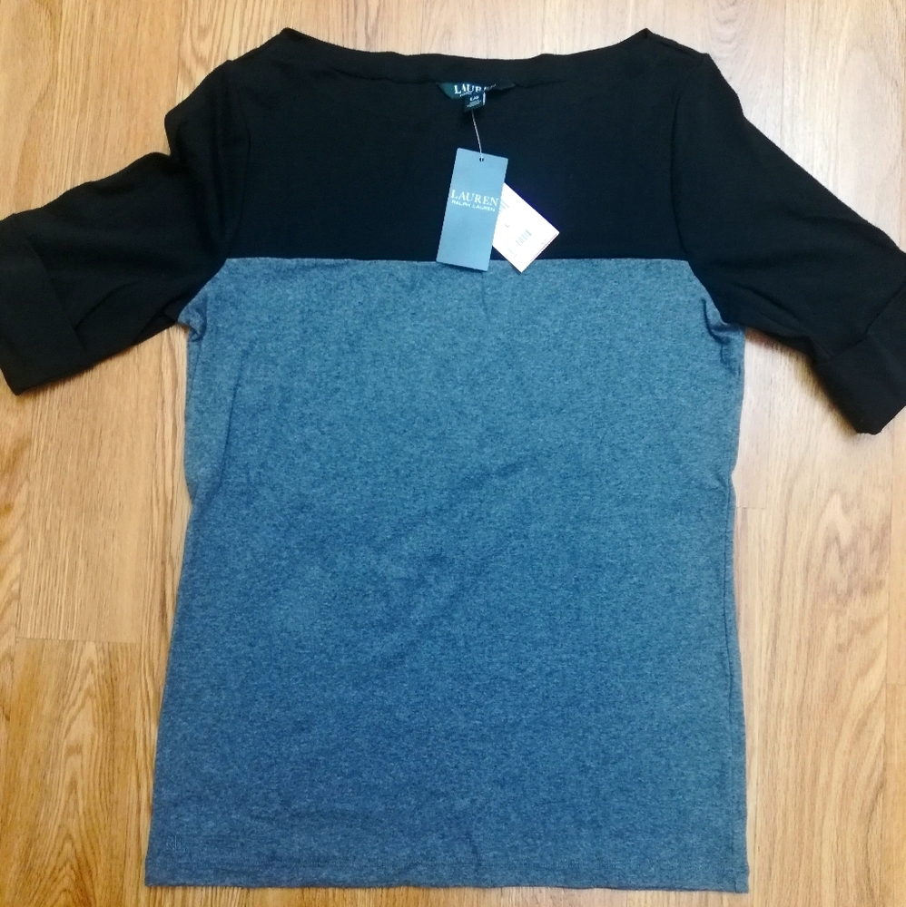 Ralph Lauren Contrasting Panel Shirt Black/Grey Sz L